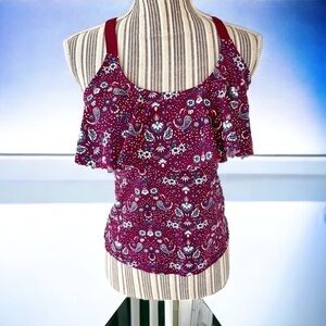 ARIZONA Jean Co tankini top,size M,shelf bra w/removable light padding, EUC